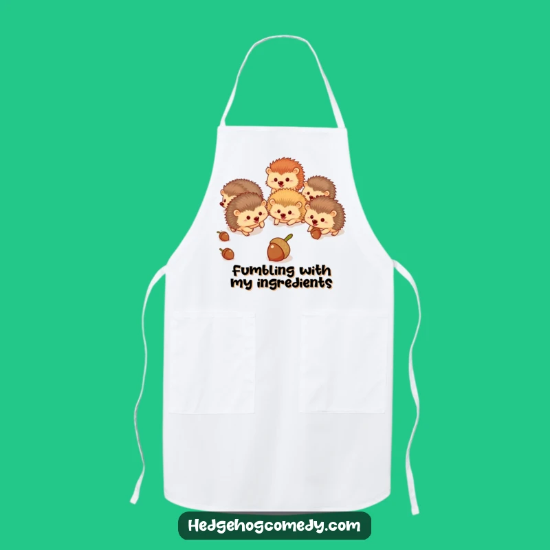 Funny Hedgehog Acorn Chase Apron - Kitchen Fun Critter Chef Wear