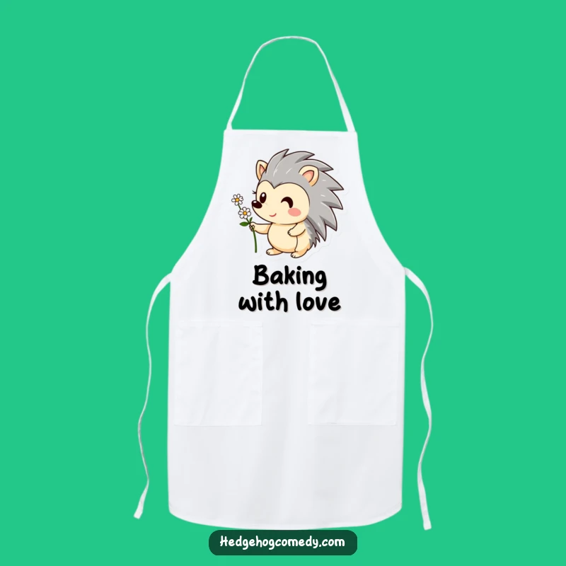 Funny Hedgehog Apron: Cute Flower Offering Hedgehog - Protects & Amuses Gift