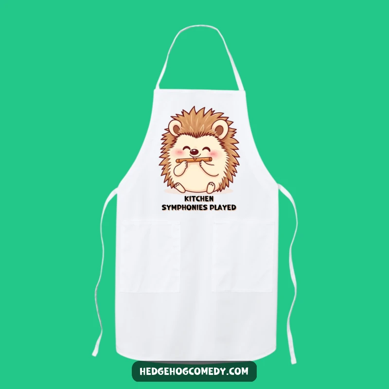 Funny Hedgehog Flutist Apron: Cook Up a Cheerful Melody