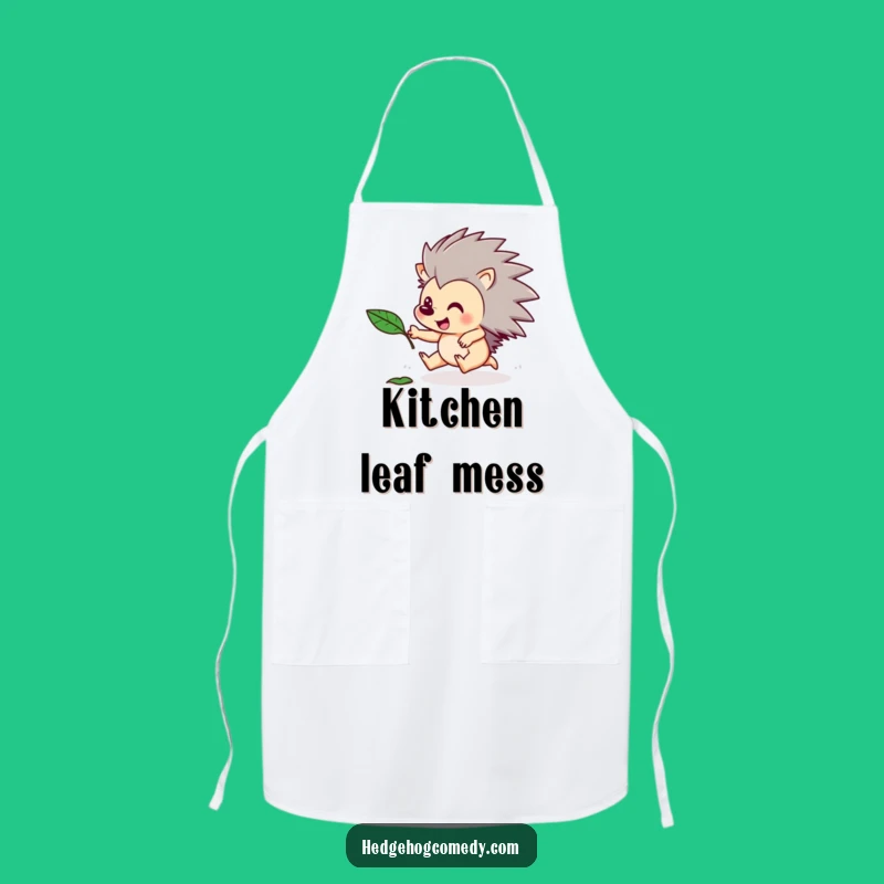 Funny Hedgehog Leaf Chase Apron: Playful Autumn Kitchen - Humorous Cooking Gift