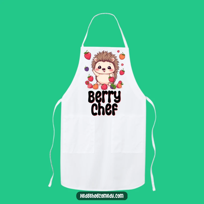 Funny Juggling Rodent Apron: Kawaii Hedgehog Kitchen Berry Fun
