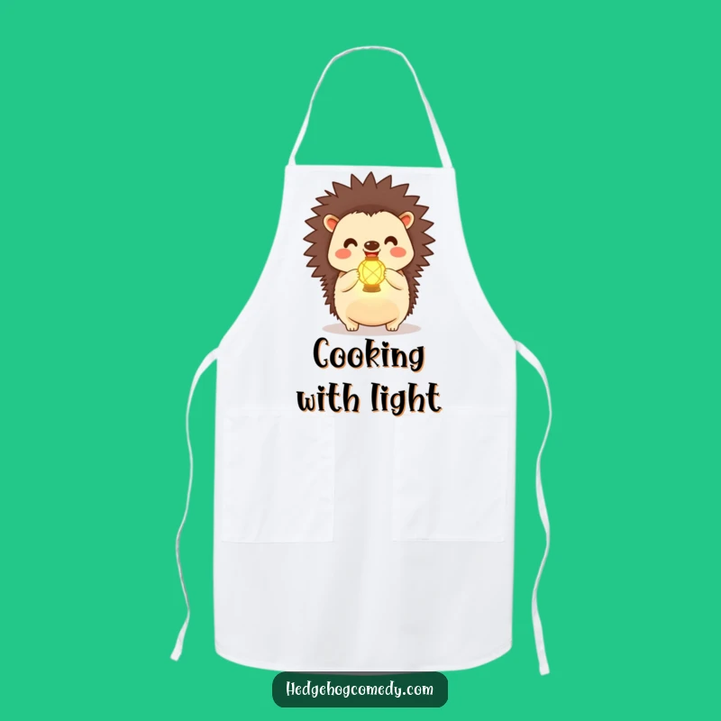 Funny Kawaii Hedgehog Lantern Apron: Cook with Joy, Glowing Kitchen Gear, Humorous Gift