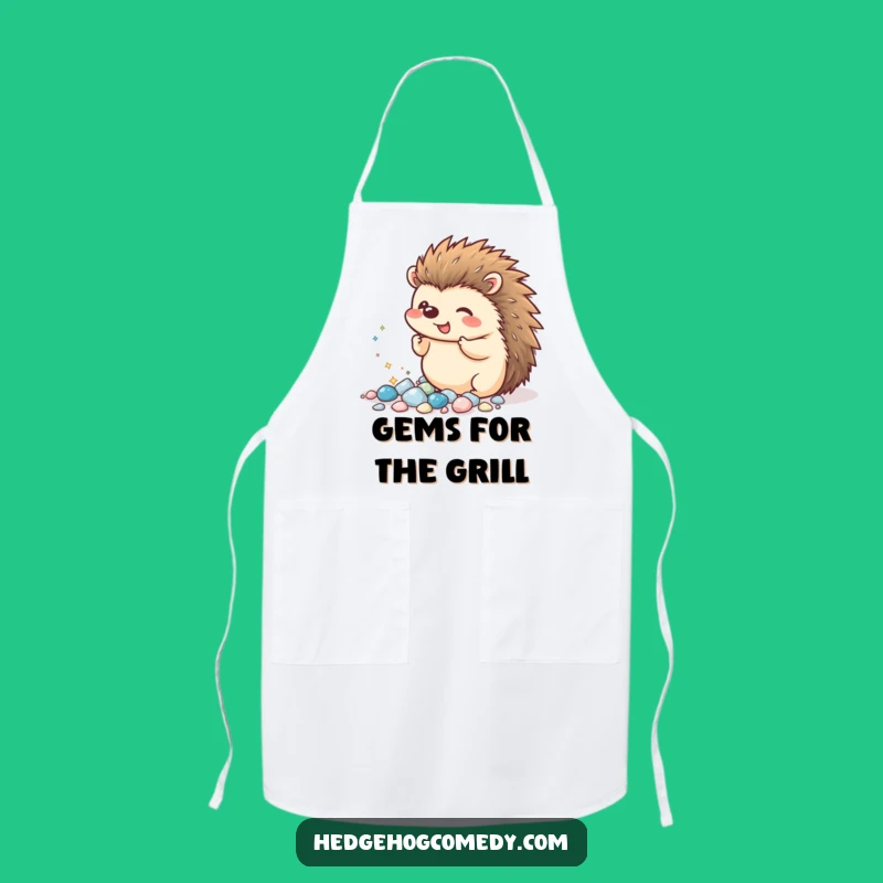 Funny Kawaii Hedgehog Pebble Apron: Collect with Joy, Sparkling Kitchen Gear, Humorous Gift