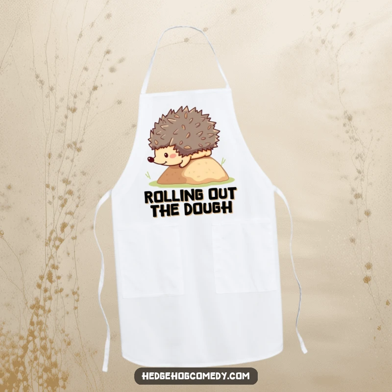 Funny cute kawaii hedgehog rolling down a hill, ideal funny gift for cooks and bakers.