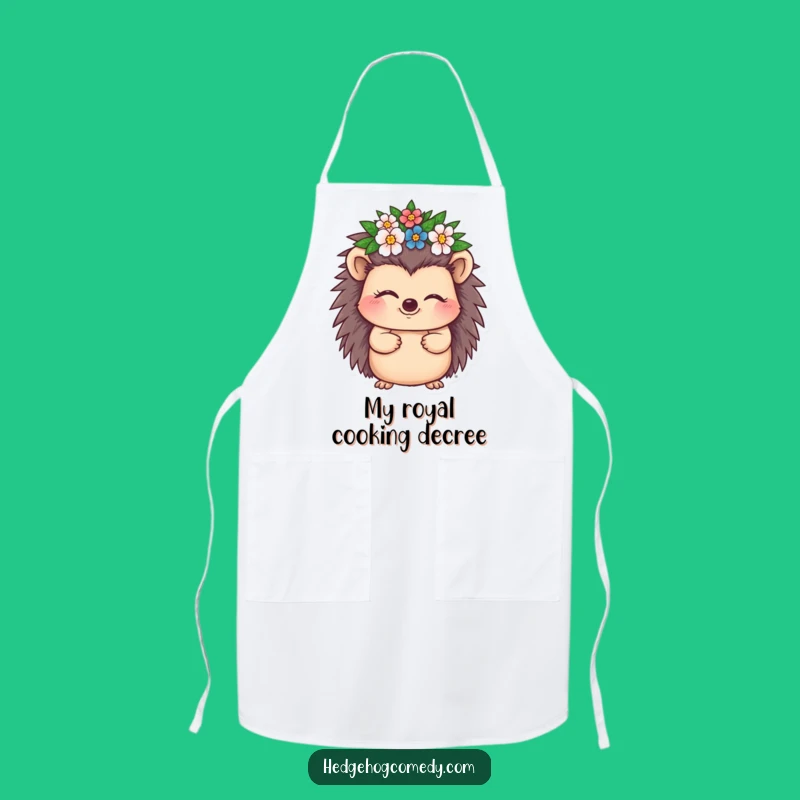 Funny Winking Hedgehog Crown Apron: Cook Like Royalty!