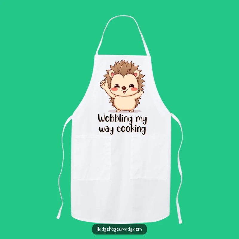 Funny Hedgehog Waving Apron: Cook with Kindness & Charm!