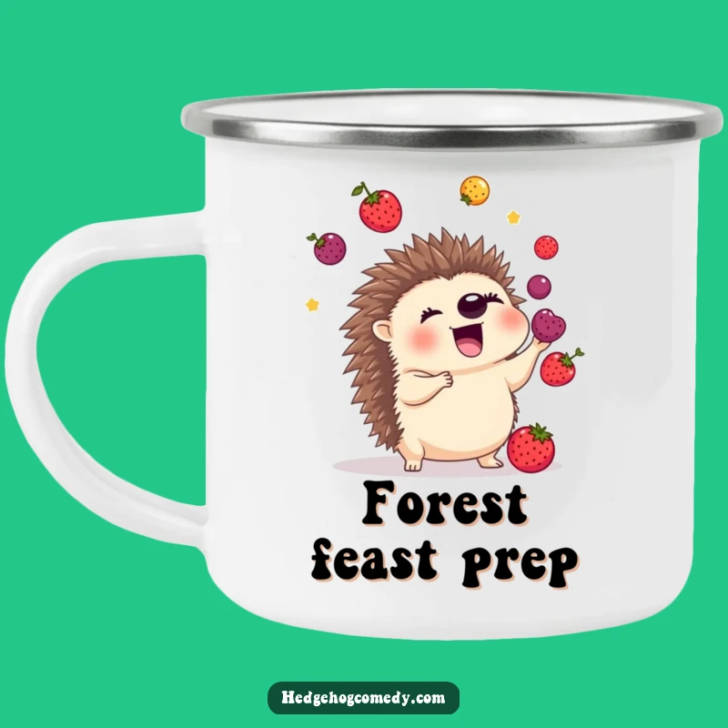 Funny Juggling Hedgehog Camping Mug: Berry Adventure Fun, Perfect Gift