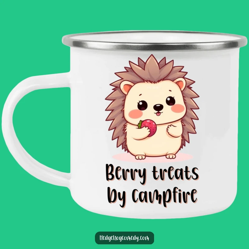 Funny Kawaii Hedgehog Shy Wave Camping Mug - Gentle Outdoor Drinkware Gift