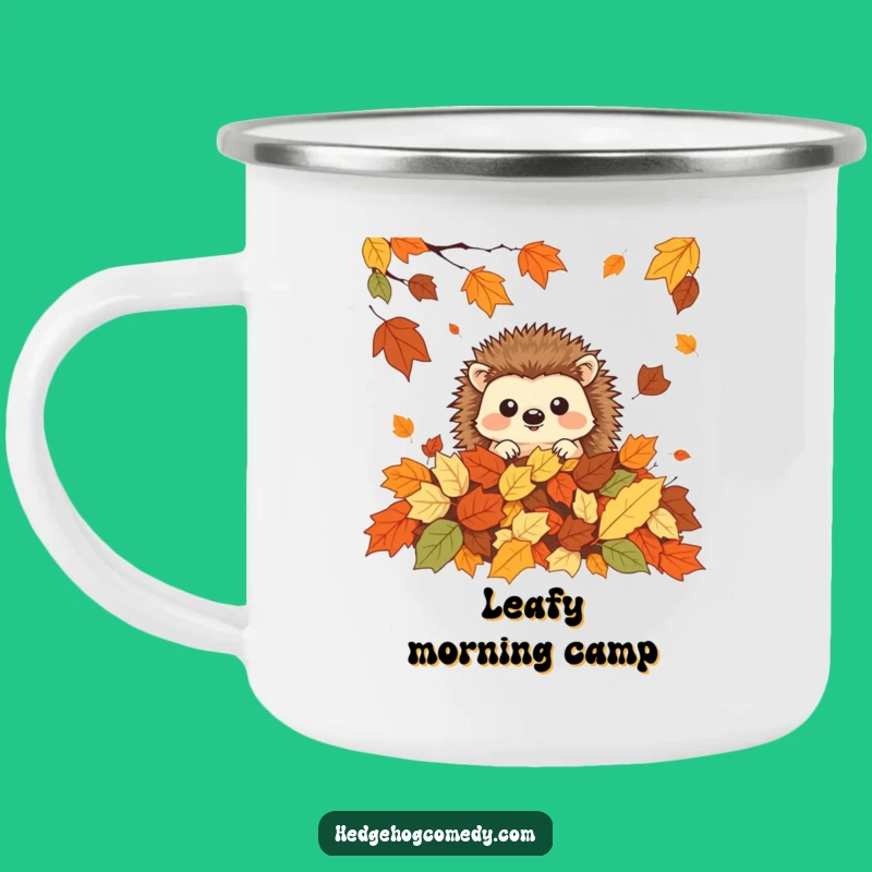 Funny Peeking Hedgehog Camping Mug: Durable Autumn Kawaii Drinkware, A Hilarious Outdoor Gift