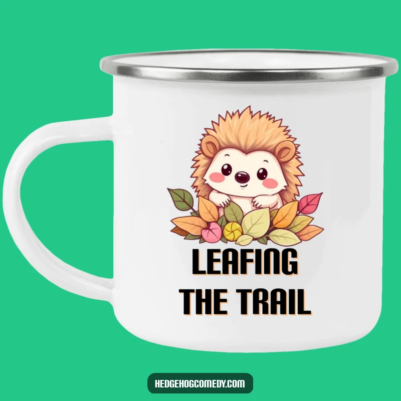 Funny Kawaii Peek-a-Boo Hedgehog Camping Mug: Outdoor Leafy Gift