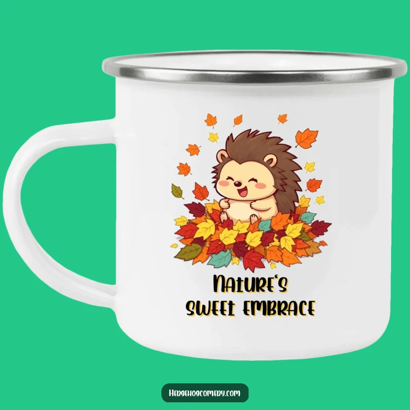 Funny Hedgehog Autumn Leaves Camping Mug - Durable Rolling Prickly Gear