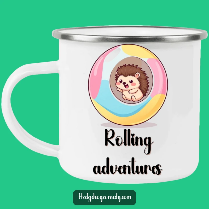 Funny Rolling Hedgehog Camp Mug: Exciting Ball Adventure Cup