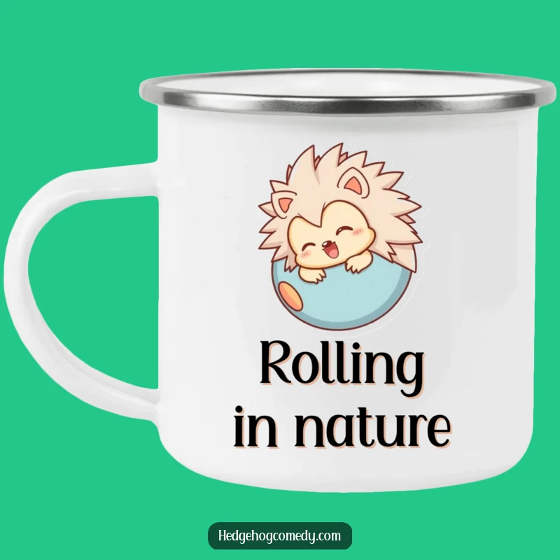 Funny Hedgehog Camping Mug: Joyful Rolling Ball, Durable Funny Gift for Cozy Campers