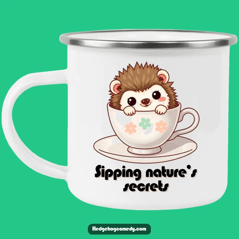 Funny Kawaii Hedgehog Camping Mug: Durable Teacup Adventure, Quirky Outdoor Gift