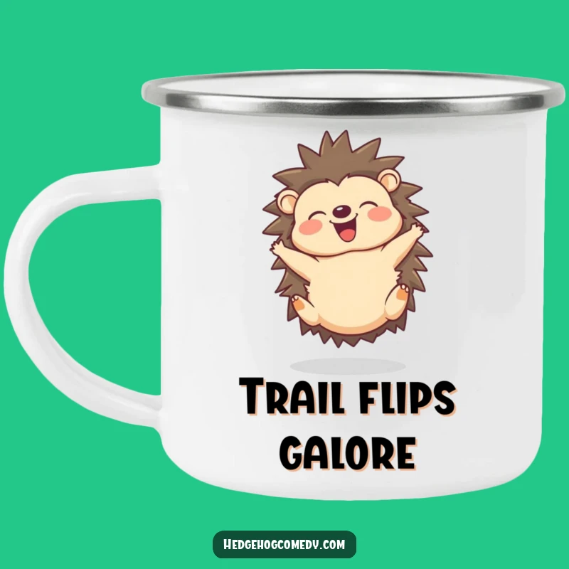 Funny Joyful Hedgehog Camping Mug - Happy Companion for Outdoor Fun