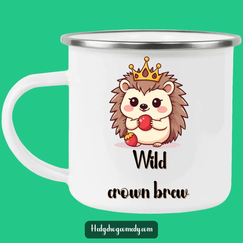 Funny Kawaii Hedgehog Crown Camping Mug: Adventure Fuel with Cute Humor