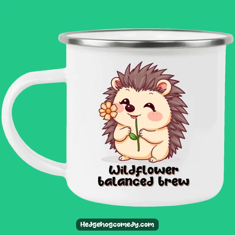 Funny Kawaii Hedgehog Flower Camping Mug: Outdoor Wobble, Cute Adventure, Quirky Gift