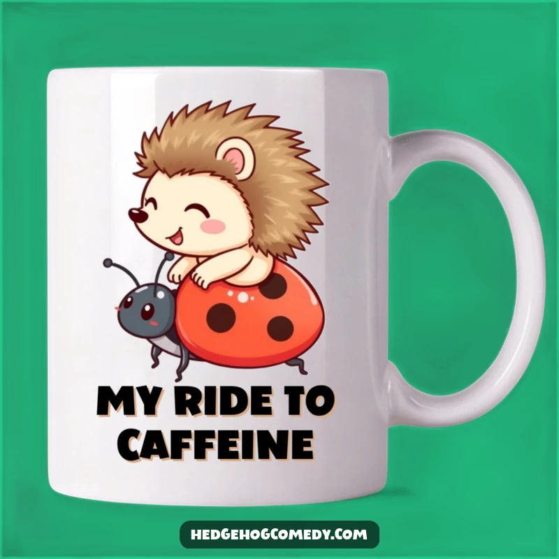 Funny Hedgehog & Ladybug Mug: A Joyful Ride for Your Morning Brew