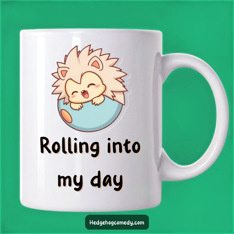 Funny Hedgehog Mug: Joyful Rolling Ball Character, Perfect Funny Gift for Cozy People