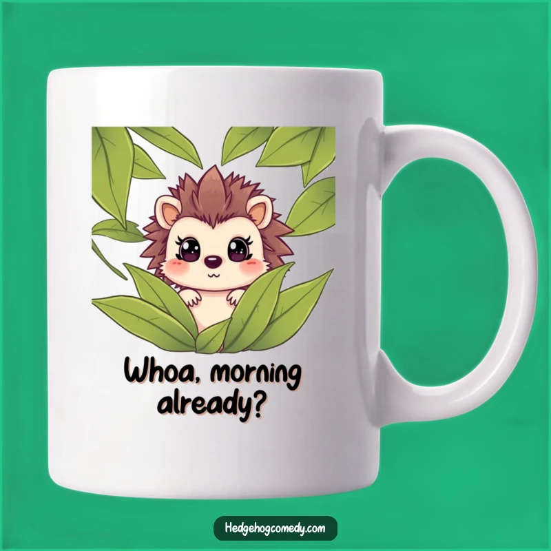 Funny Hedgehog Peeking Leaves Mug, Perfect Surprise Gift, Hilarious Morning Coffee Cup