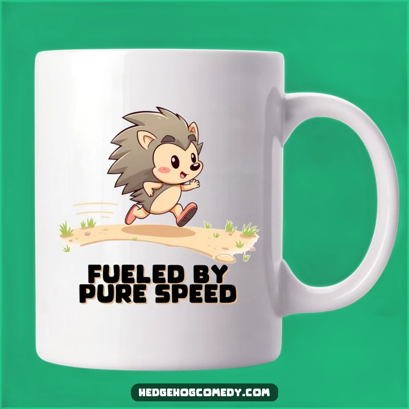 Funny Hedgehog Zipping Mug: Perfect Energetic Gift for Speed Lovers!