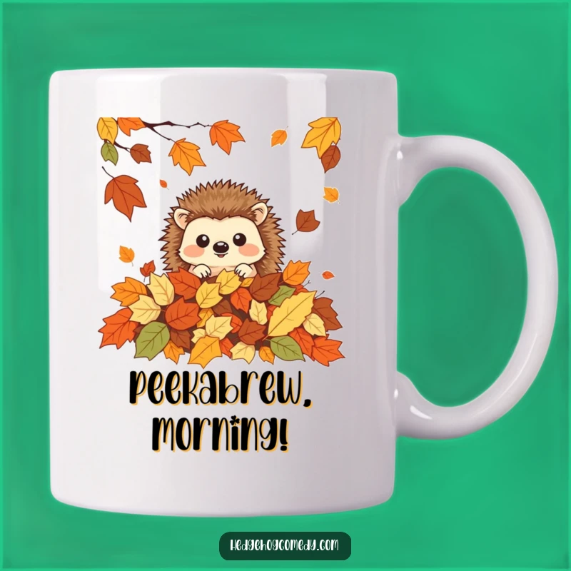 Funny Peeking Hedgehog Mug: Autumn Kawaii Animal Humor, A Hilarious Gift for Fall Lovers