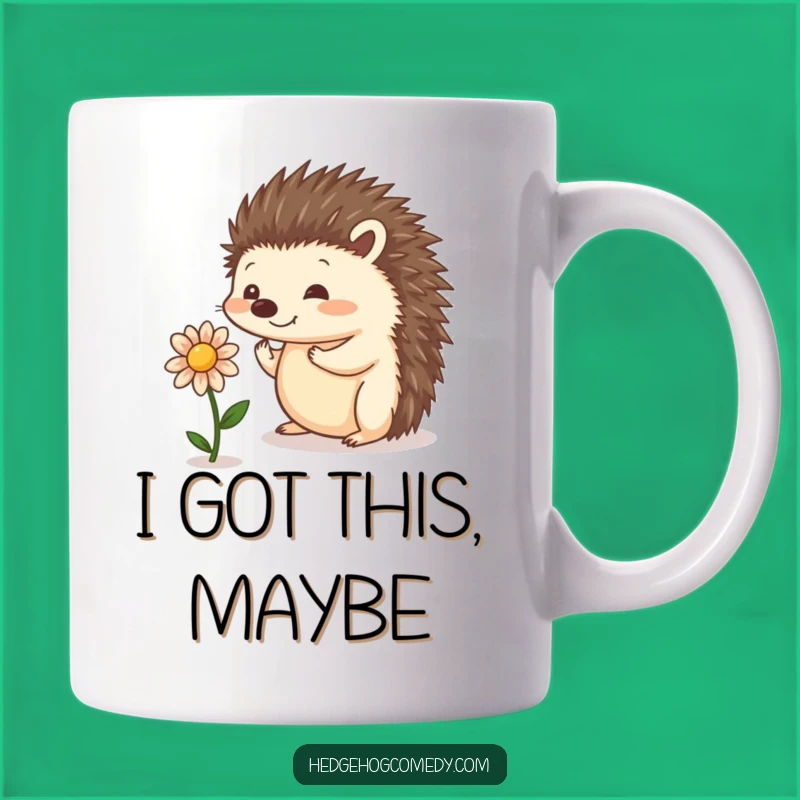 Funny Balancing Hedgehog Mug - Whimsical Flower Petal Gift for Nature Lovers