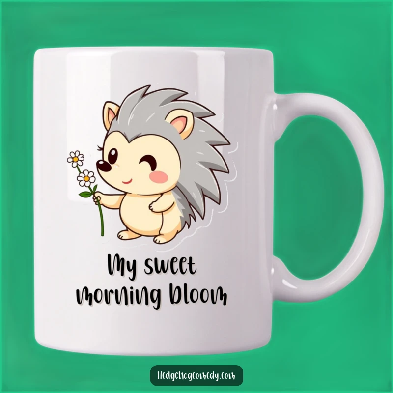 Funny Hedgehog Offering Flower Mug: A Whimsical & Sweet Gift for Animal Lovers