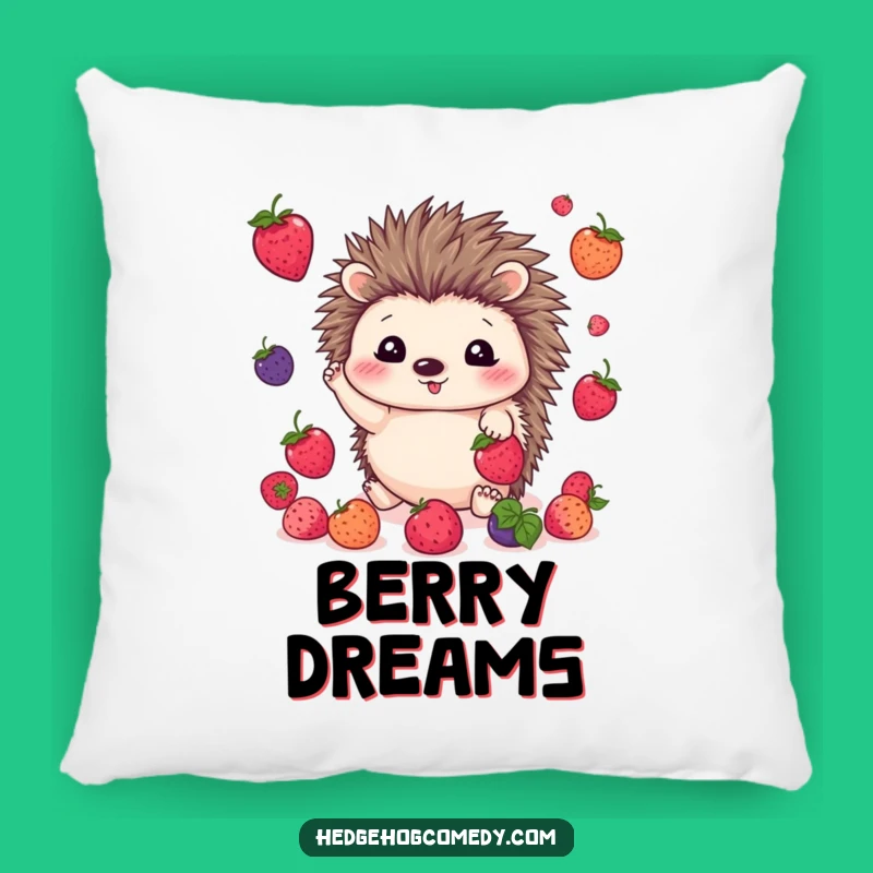 Funny Juggling Hedgehog Pillow: Cute Kawaii Berry Cushion