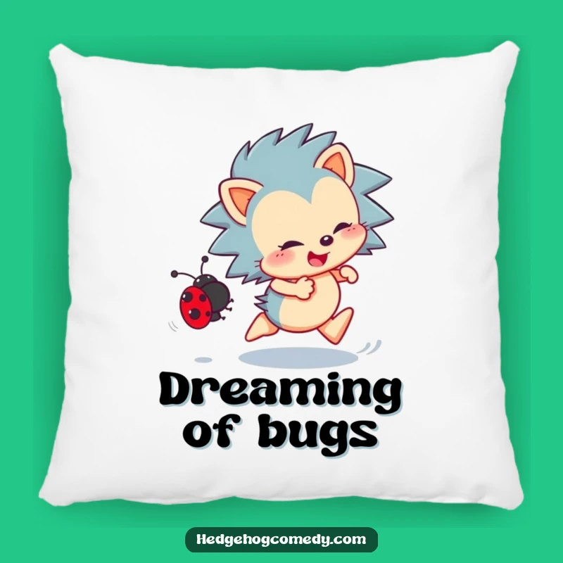 Funny Hedgehog Pillow: Enthusiastic Ladybug Chase, Comfy Cute Decor Gift