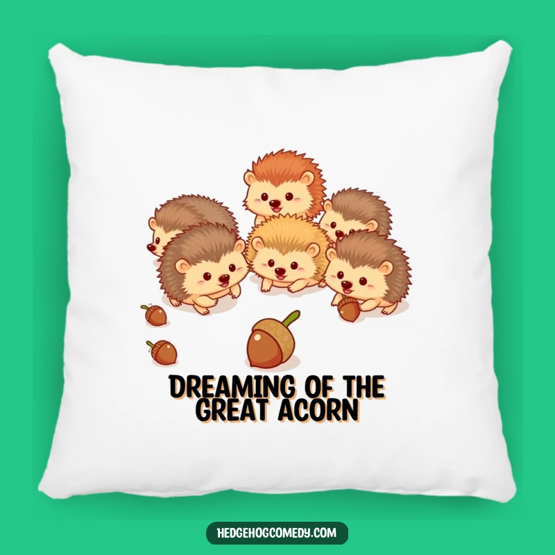 Funny Hedgehog Acorn Chase Pillow - Cozy Comfort for Woodland Lovers
