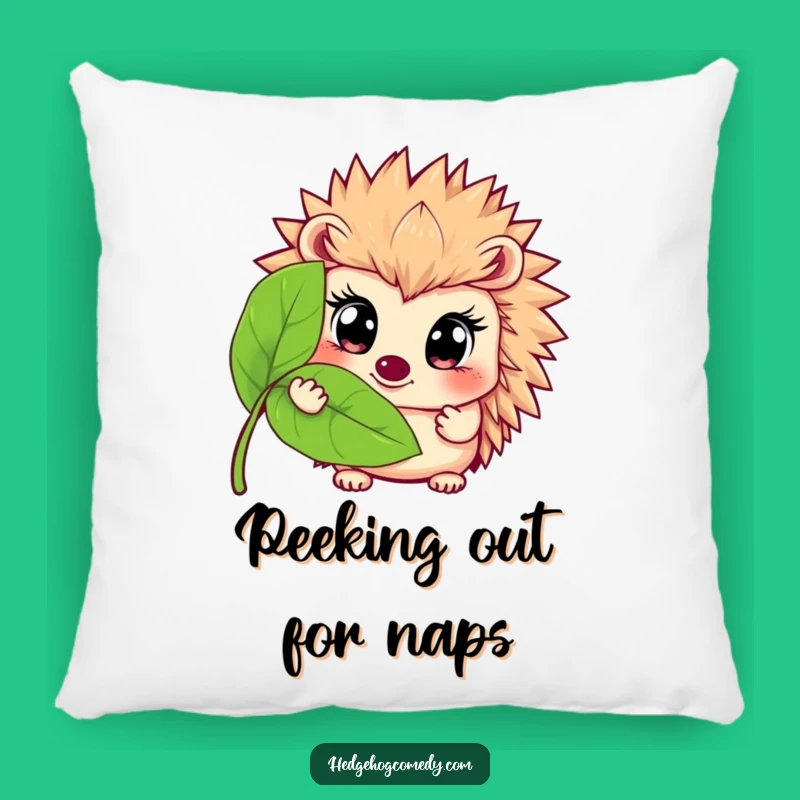 Funny Hedgehog Leaf Peek Pillow: Cozy Wide-Eyed Prickly Friend's Fun Gift