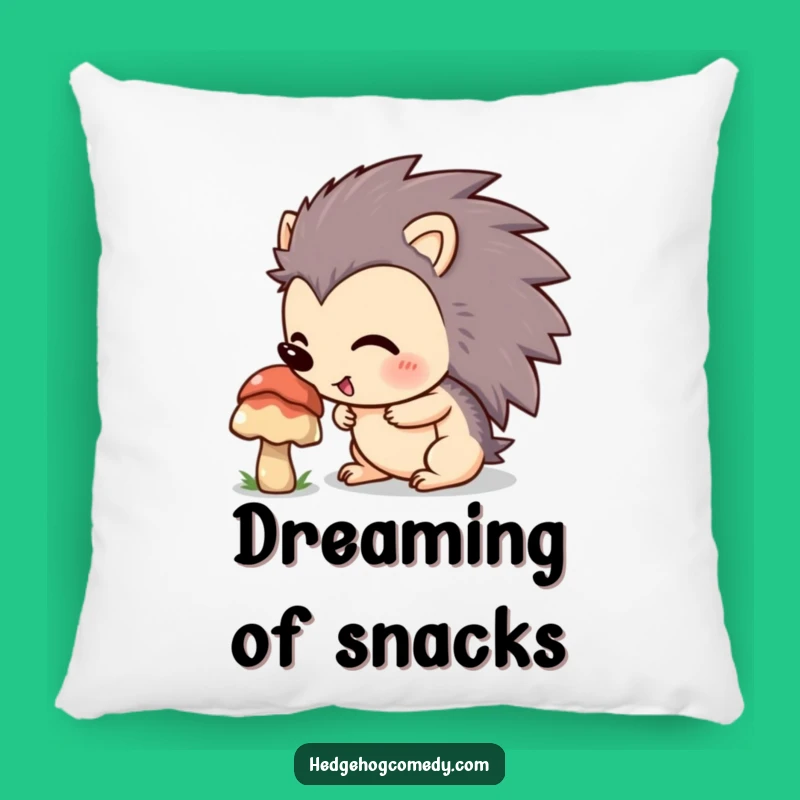 Funny Hedgehog Sniffing Mushroom Pillow: Cozy Explore Cushion, Hilarious Nature Gift