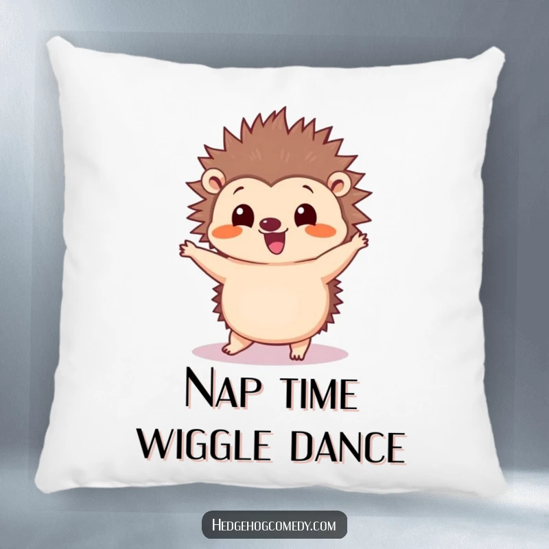 Funny Kawaii Hedgehog Pillow: A soft pillow with a cute hedgehog wiggling its quills during a silly dance.