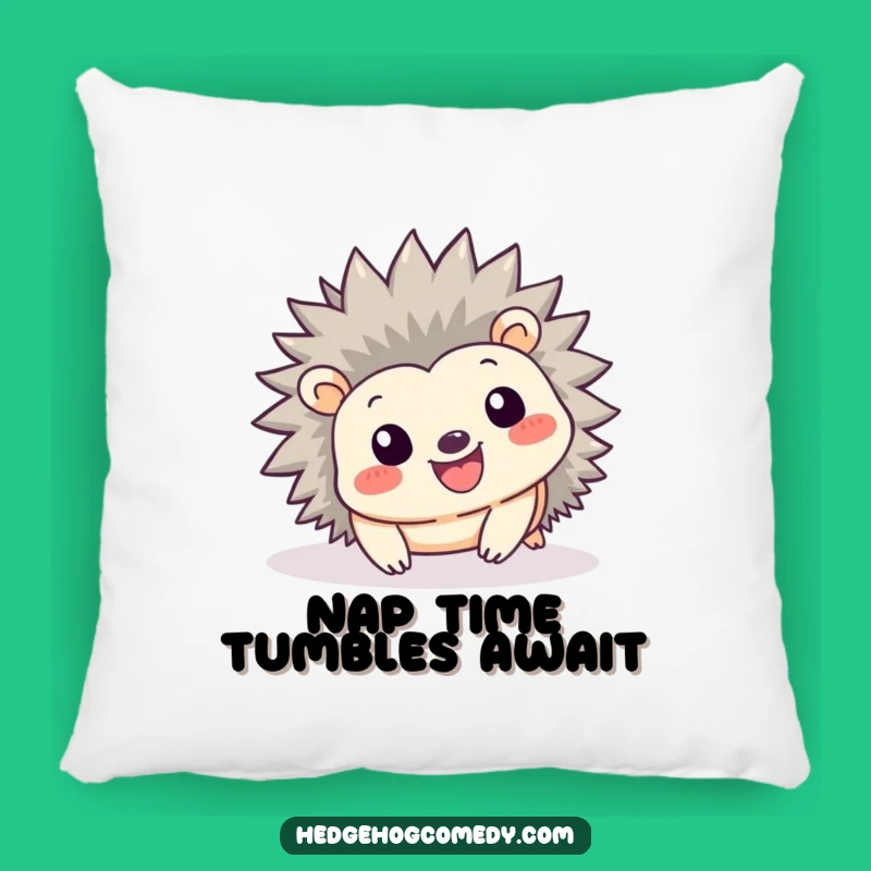 Funny Kawaii Hedgehog Tumble Pillow - Cozy Playful Smile Accent Gift