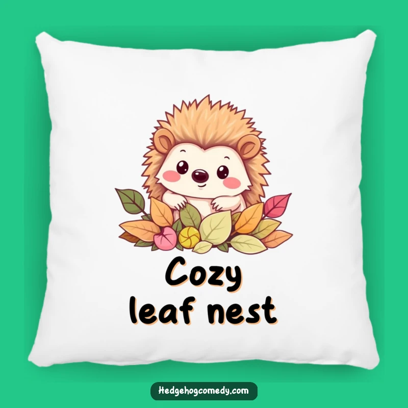 Funny Kawaii Peek-a-Boo Hedgehog Pillow: Cozy Leafy Cushion Gift