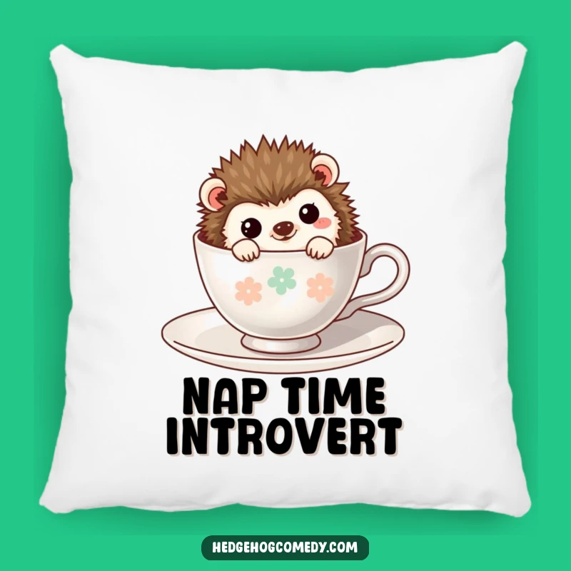 Funny Kawaii Hedgehog Pillow: Cozy Teacup Cuddle Buddy, Adorable and Humorous Decor