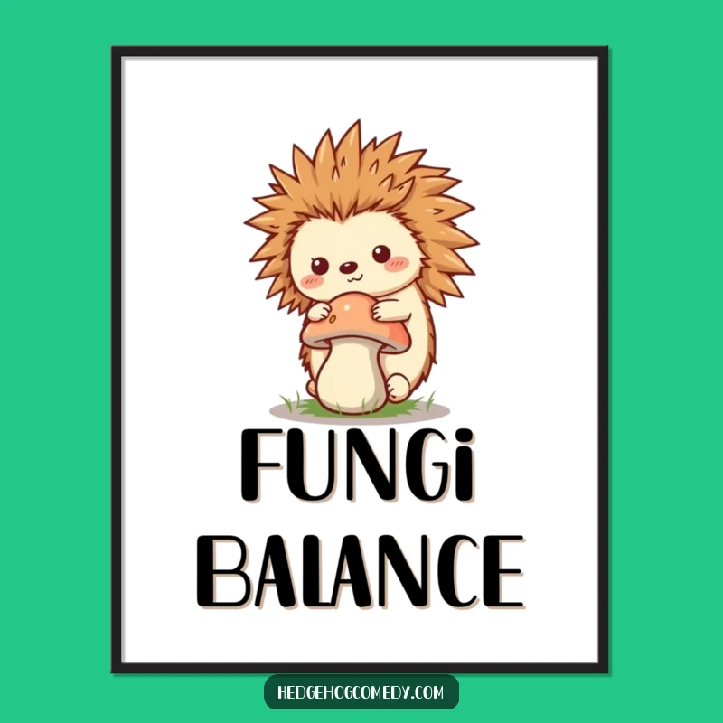 Funny Kawaii Hedgehog Digital Print - Whimsical Humorous Nature Wall Art