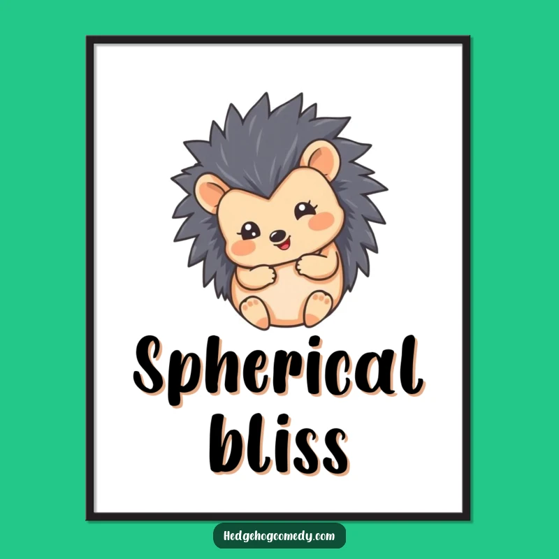 Funny Hedgehog Ball Digital Art: Cute Round Hedgehog - Instant Whimsy Gift