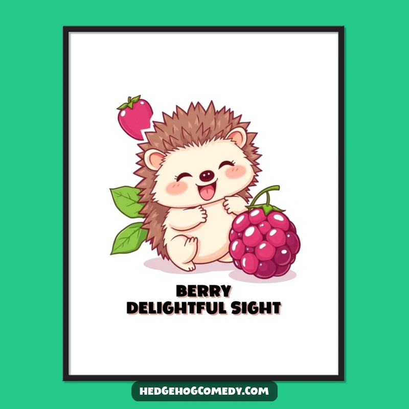 Funny Hedgehog Berry Roller Digital Art: Cute Prickly Printable Art Gift