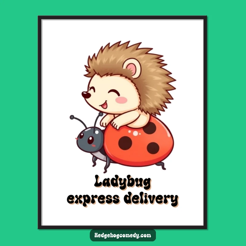 Funny Hedgehog & Ladybug Digital Art: Instant Whimsy for Your Space
