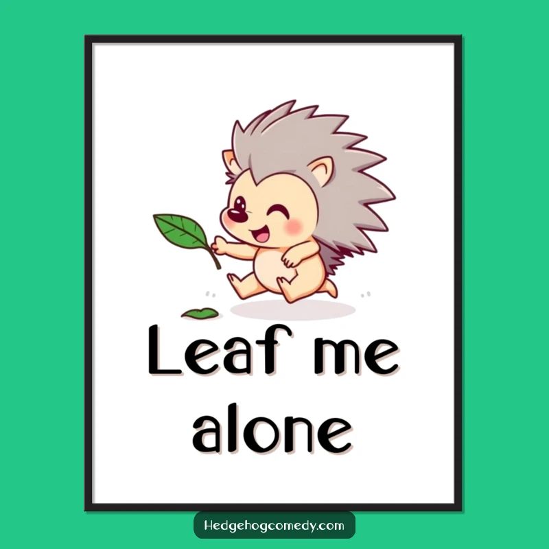Funny Hedgehog Leaf Chase Digital Art: Playful Autumn Art - Instant Joyful Gift