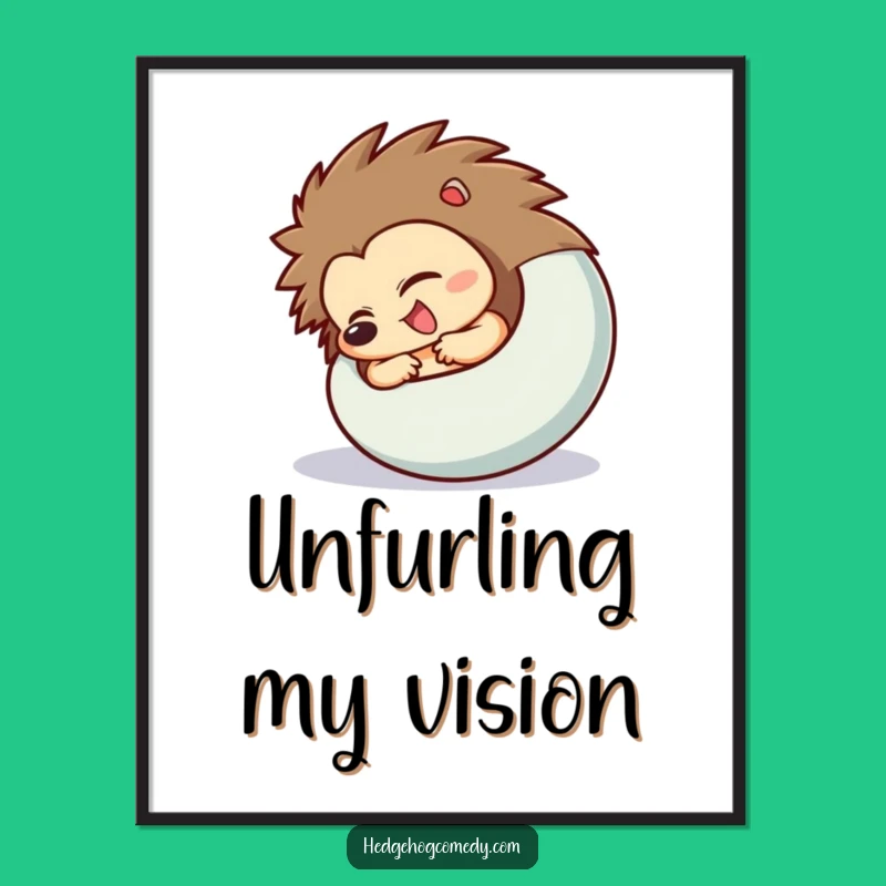 Funny Hedgehog Uncurling Digital Print: Surprise Art, Adorable & Humorous Decor