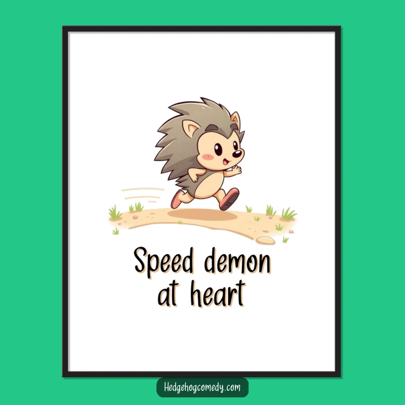 Funny Hedgehog Zipping Digital Print: Zesty Energy for Your Digital Space!