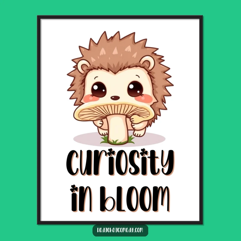 Funny Kawaii Curious Hedgehog Digital Art: Forest Print Gift