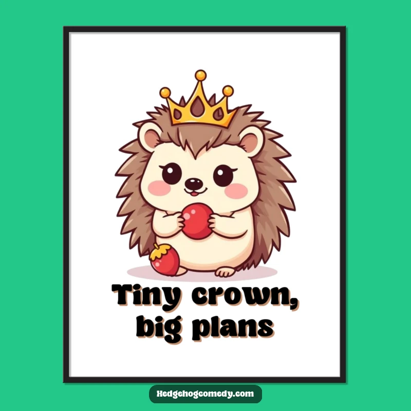 Funny Kawaii Hedgehog Crown Digital Art: Instant Cute Decor with Humor
