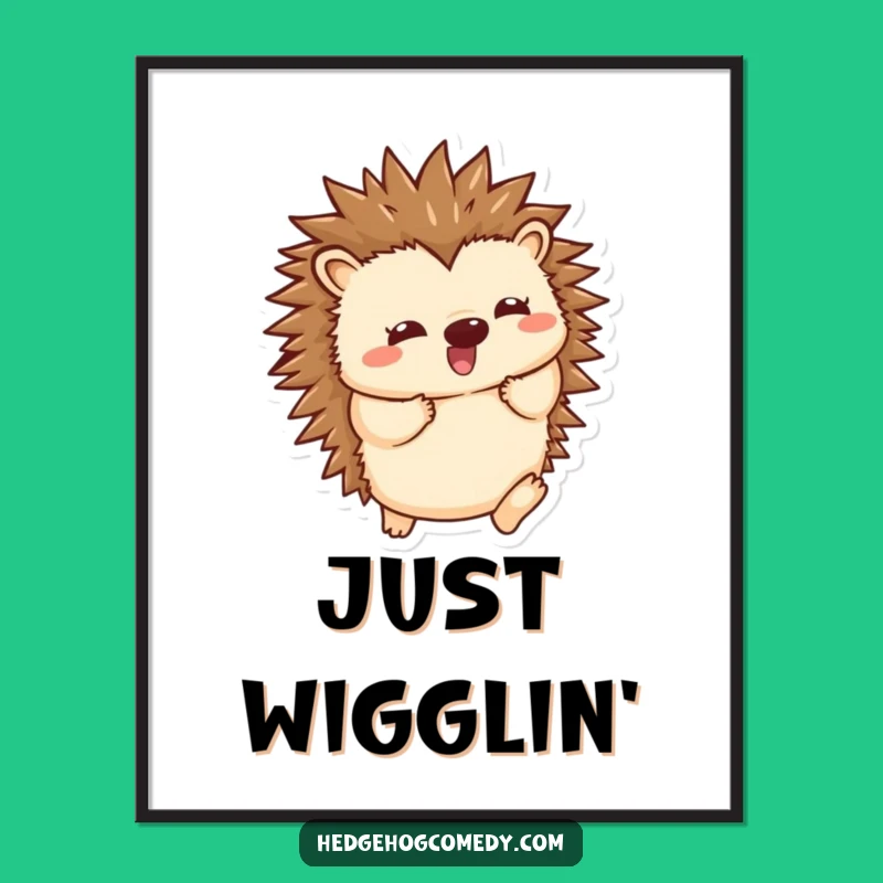 Funny Kawaii Hedgehog Digital Art: Joyful Spine Wiggle - Instant Smile!