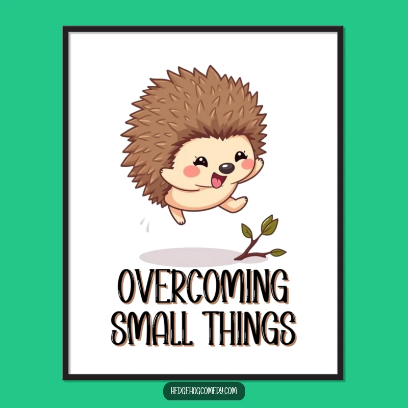 Funny Kawaii Hedgehog Leap Digital Art - Excited Instant Download Gift