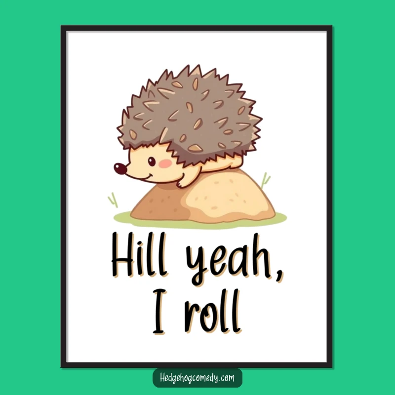 Funny Rolling Hedgehog Digital Art: Cute Kawaii Animal Print, A Hilarious Gift for Walls