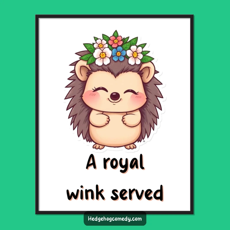 Funny Winking Hedgehog Crown Digital Art: Instant Regal Humor!